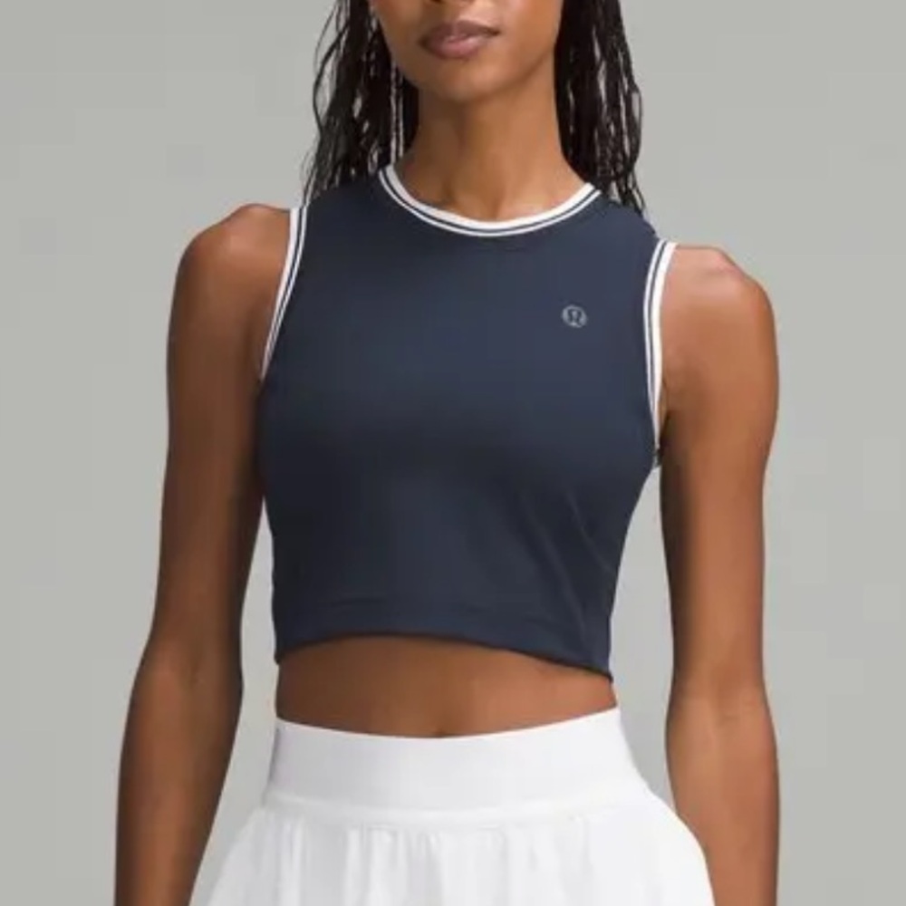 lululemon athletica Navy Crop Tank with White Trim